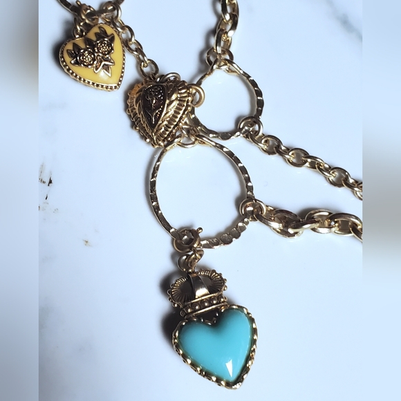 Vintage Heart Charm Necklace - Double Layered - Picture 15 of 17